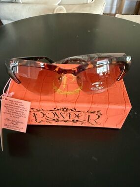 Powder Tortoiseshell Cat-Eye Sunglasses with Orange Lenses